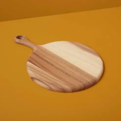 Acacia Small Round Board with Short Handle