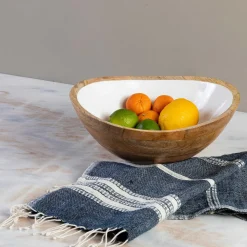 Aden Cotton Hand Towel, Navy with Natural