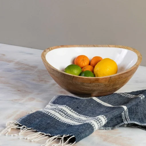 Aden Cotton Hand Towel, Navy with Natural