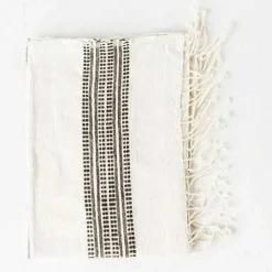 Aden Cotton Hand Towel, Natural with Grey