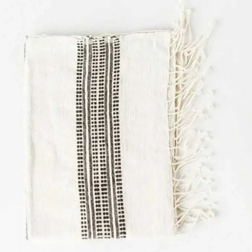 Aden Cotton Hand Towel, Natural with Grey