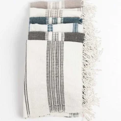Aden Cotton Hand Towel, Natural with Grey
