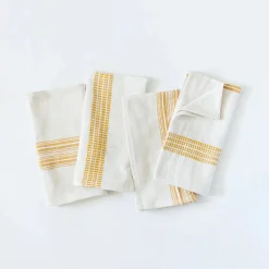 Aden Napkins, Natural with Yellow, Set of 4^Be Home Cheap