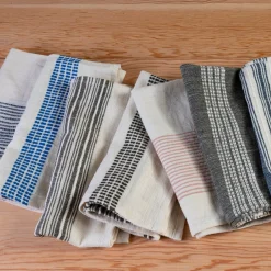 Aden Napkins, Natural with Navy, Set of 4^Be Home New