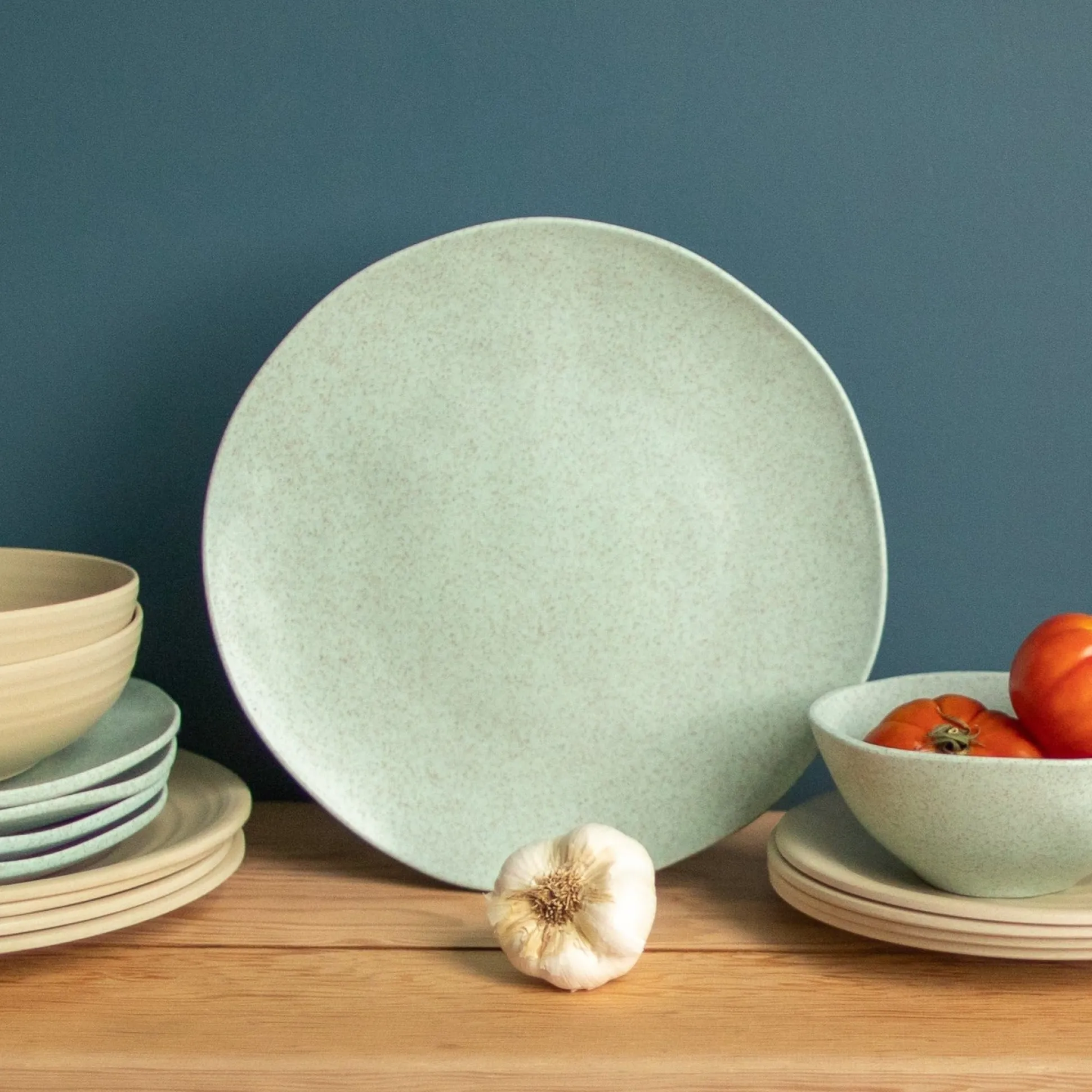 Al Fresco Organic Dinner Plate, Sage Green, Set of 4^Be Home Shop