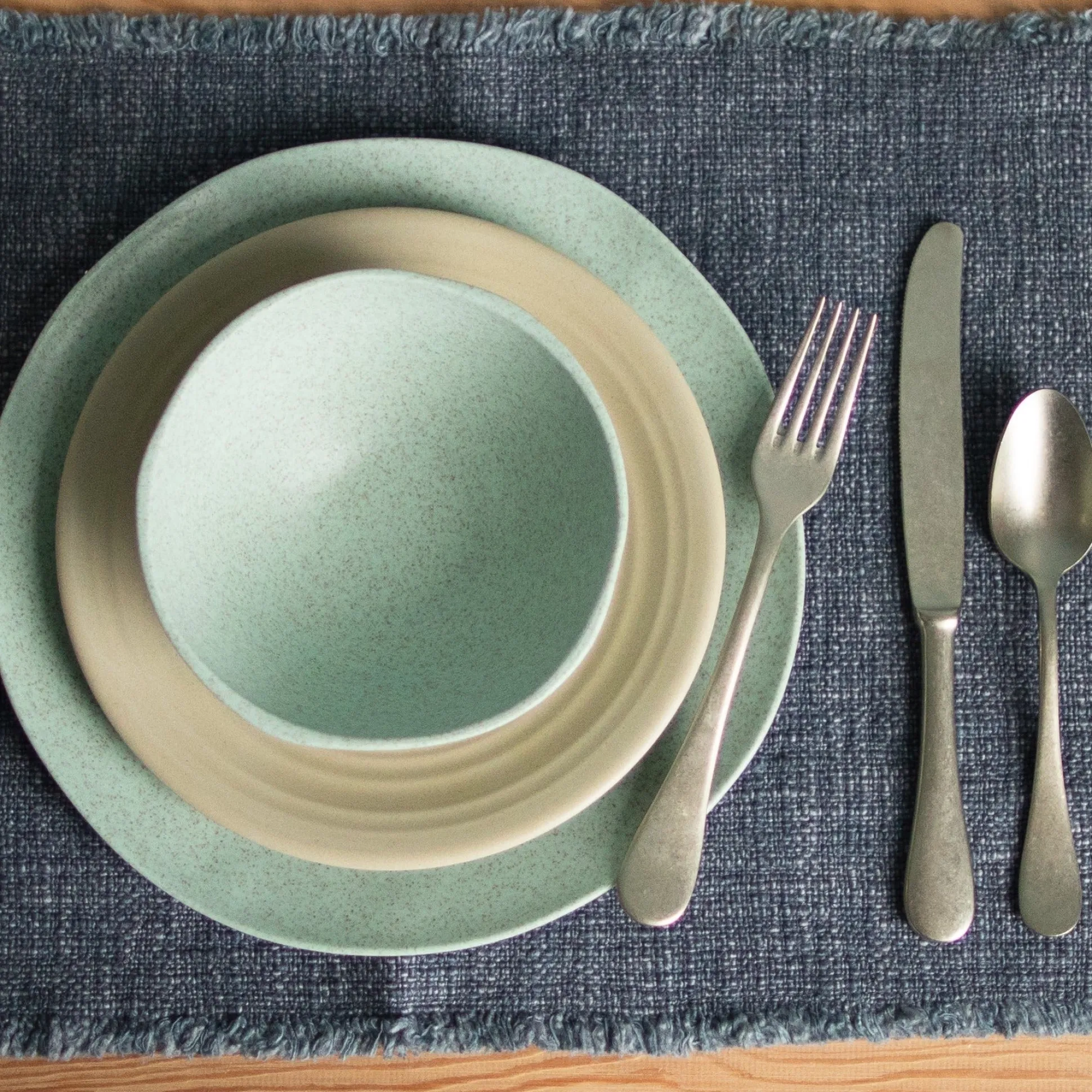 Al Fresco Organic Dinner Plate, Sage Green, Set of 4^Be Home Shop