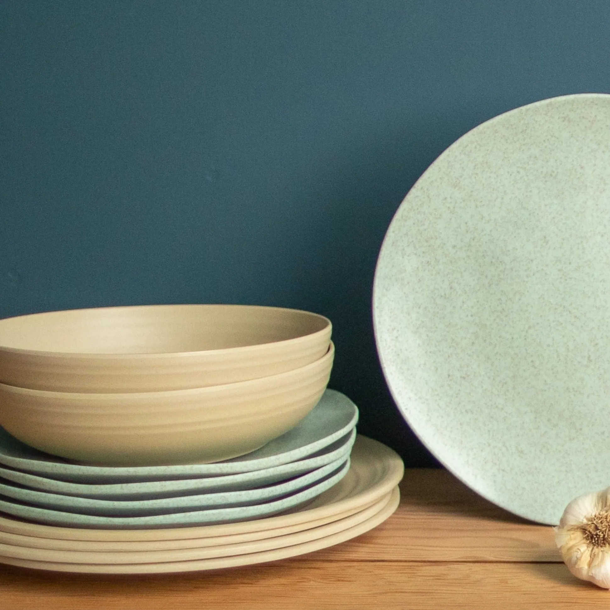 Al Fresco Organic Salad Plate, Sage Green, Set of 4^Be Home Shop