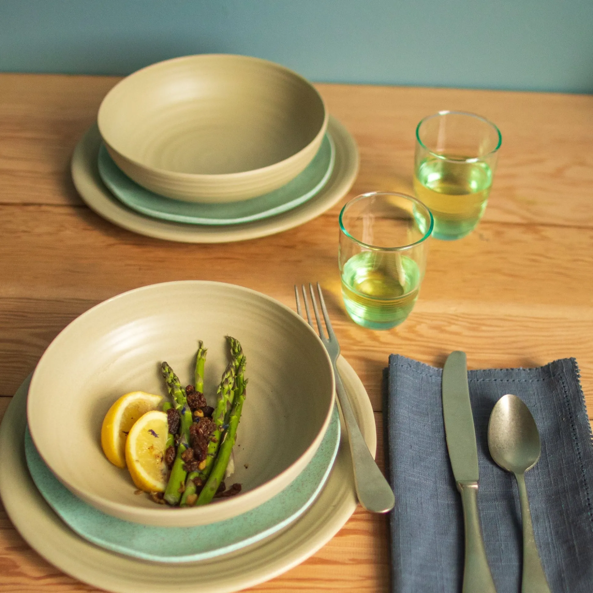 Al Fresco Organic Salad Plate, Sage Green, Set of 4^Be Home Shop