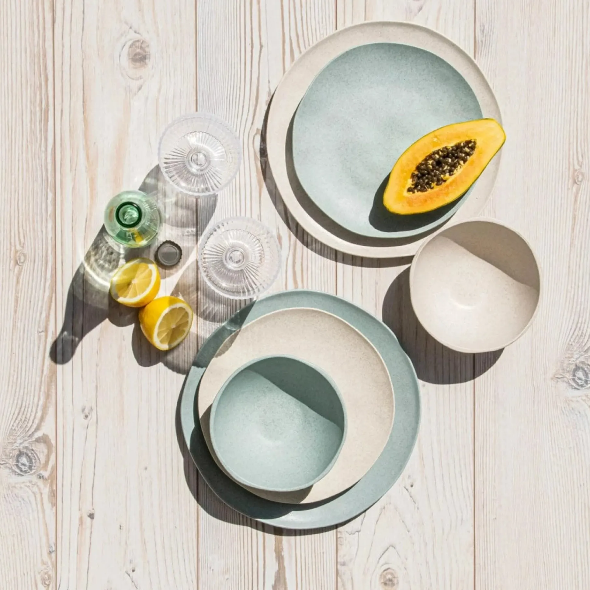 Al Fresco Organic Salad Plate, Sage Green, Set of 4^Be Home Shop