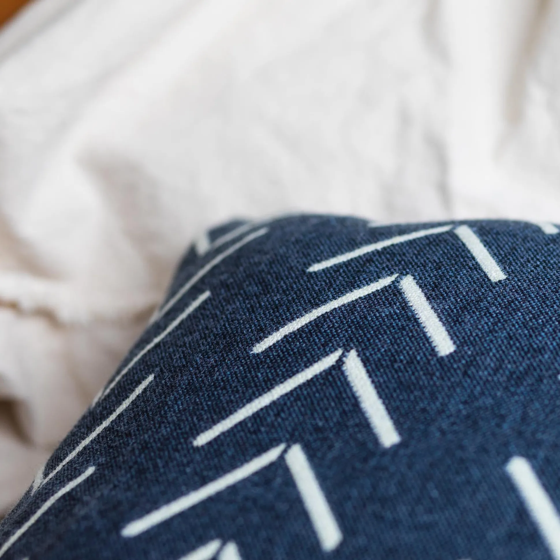 Alpaca Square Pillow, Navy with Chevrons^Be Home Flash Sale