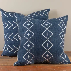Alpaca Square Pillow, Navy with Diamond & Plus^Be Home Store