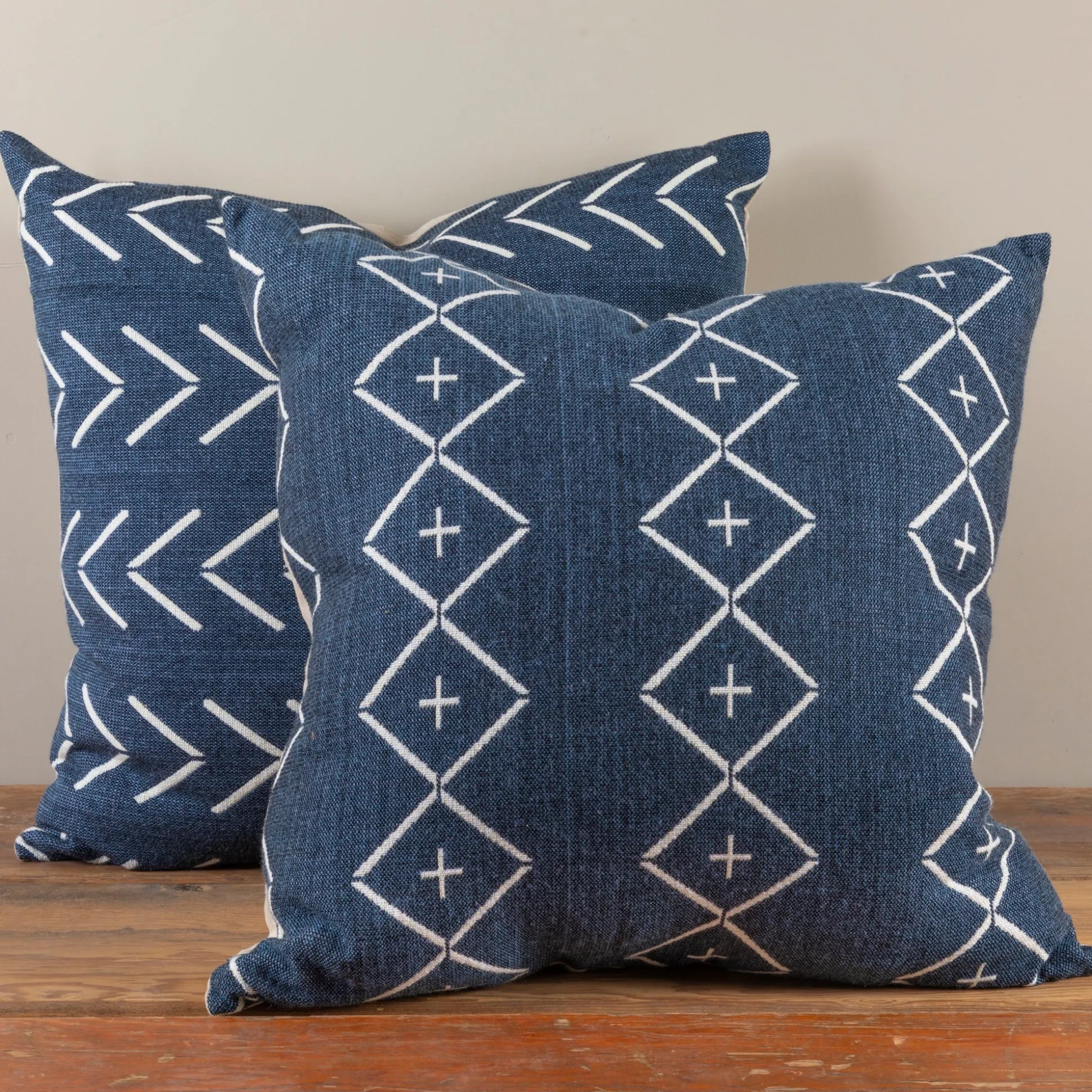 Alpaca Square Pillow, Navy with Diamond & Plus^Be Home Store