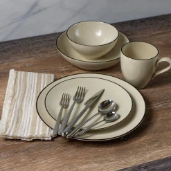 Augusta Pasta Bowl, Natural with Black, Set of 6^Be Home Shop