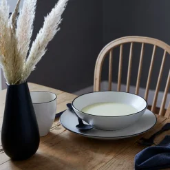 Augusta Pasta Bowl, Natural with Black, Set of 6^Be Home Shop