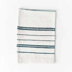 Avery Hand Towel, Natural with Navy