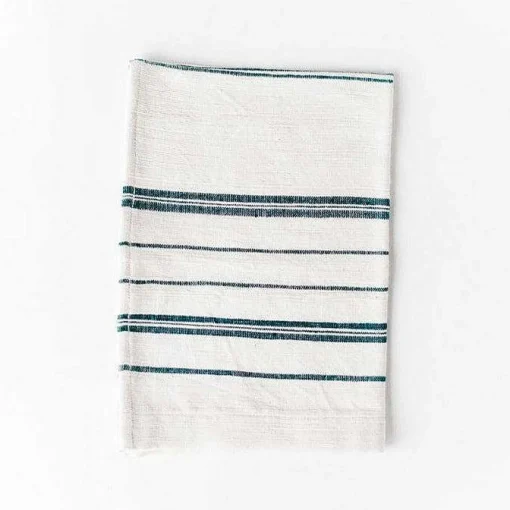 Avery Hand Towel, Natural with Navy