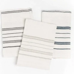 Avery Hand Towel, Natural with Navy