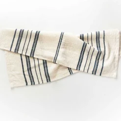 Avery Hand Towel, Natural with Navy