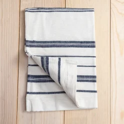 Avery Hand Towel, Natural with Navy