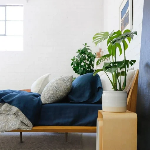Belgian Linen Cal King Sheet Set, Navy^Be Home Sale