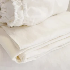 Belgian Linen Queen Sheet Set, Cream^Be Home Sale