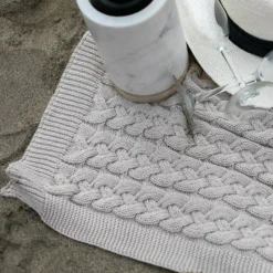 Belmont Double Cable Knit Throw, Linen^Be Home Store