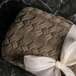 Belmont Double Cable Knit Throw, Brown^Be Home Fashion