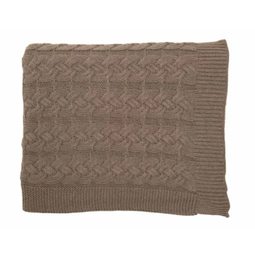 Belmont Double Cable Knit Throw, Brown^Be Home Fashion