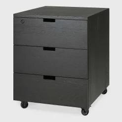 Billy Solid Black Oak Drawer Unit with Key Lock