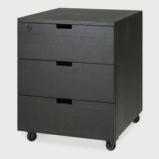 Billy Solid Black Oak Drawer Unit with Key Lock