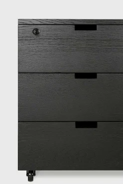 Billy Solid Black Oak Drawer Unit with Key Lock