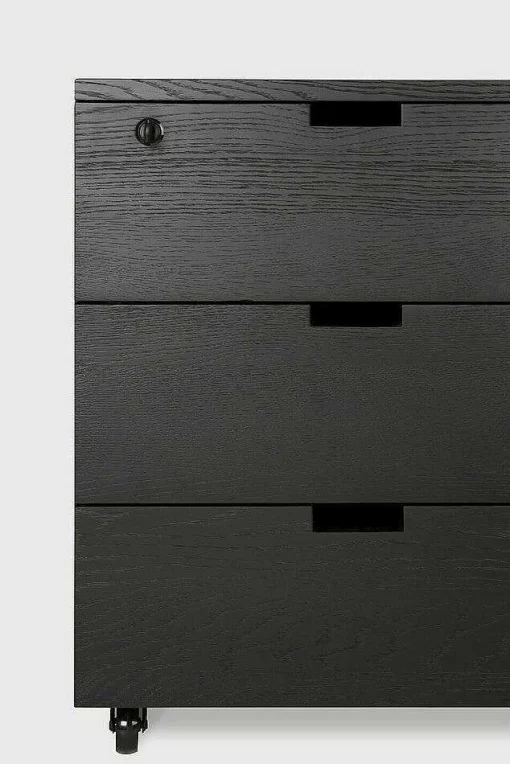 Billy Solid Black Oak Drawer Unit with Key Lock