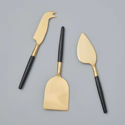 Black & Gold Cheese Knife Set of 3