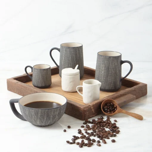 Black Crosshatch Espresso Cups, Set of 4^Be Home Flash Sale