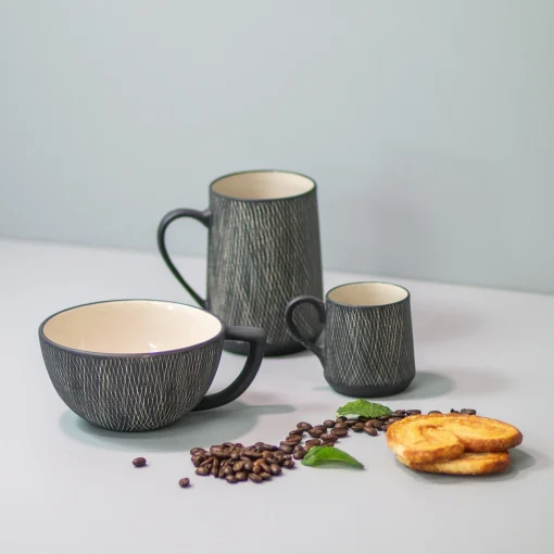 Black Crosshatch Espresso Cups, Set of 4^Be Home Flash Sale