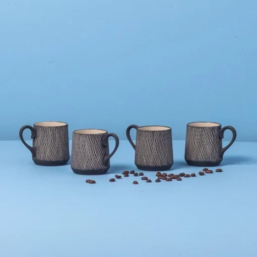 Black Crosshatch Espresso Cups, Set of 4^Be Home Flash Sale