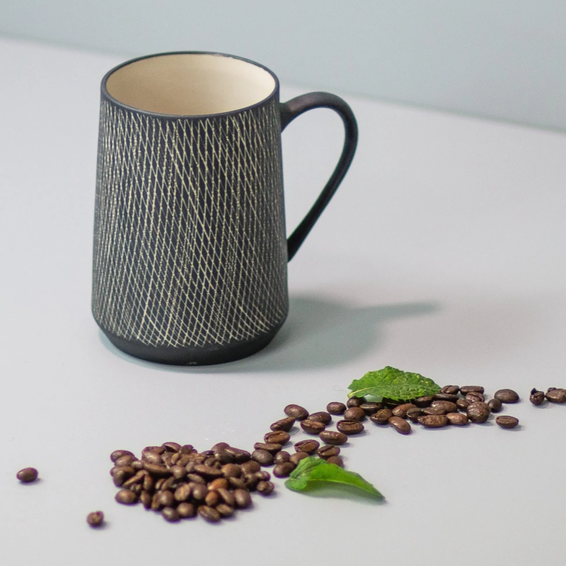Black Crosshatch Mugs, Set of 4^Be Home Best Sale