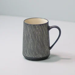 Black Crosshatch Mugs, Set of 4^Be Home Best Sale