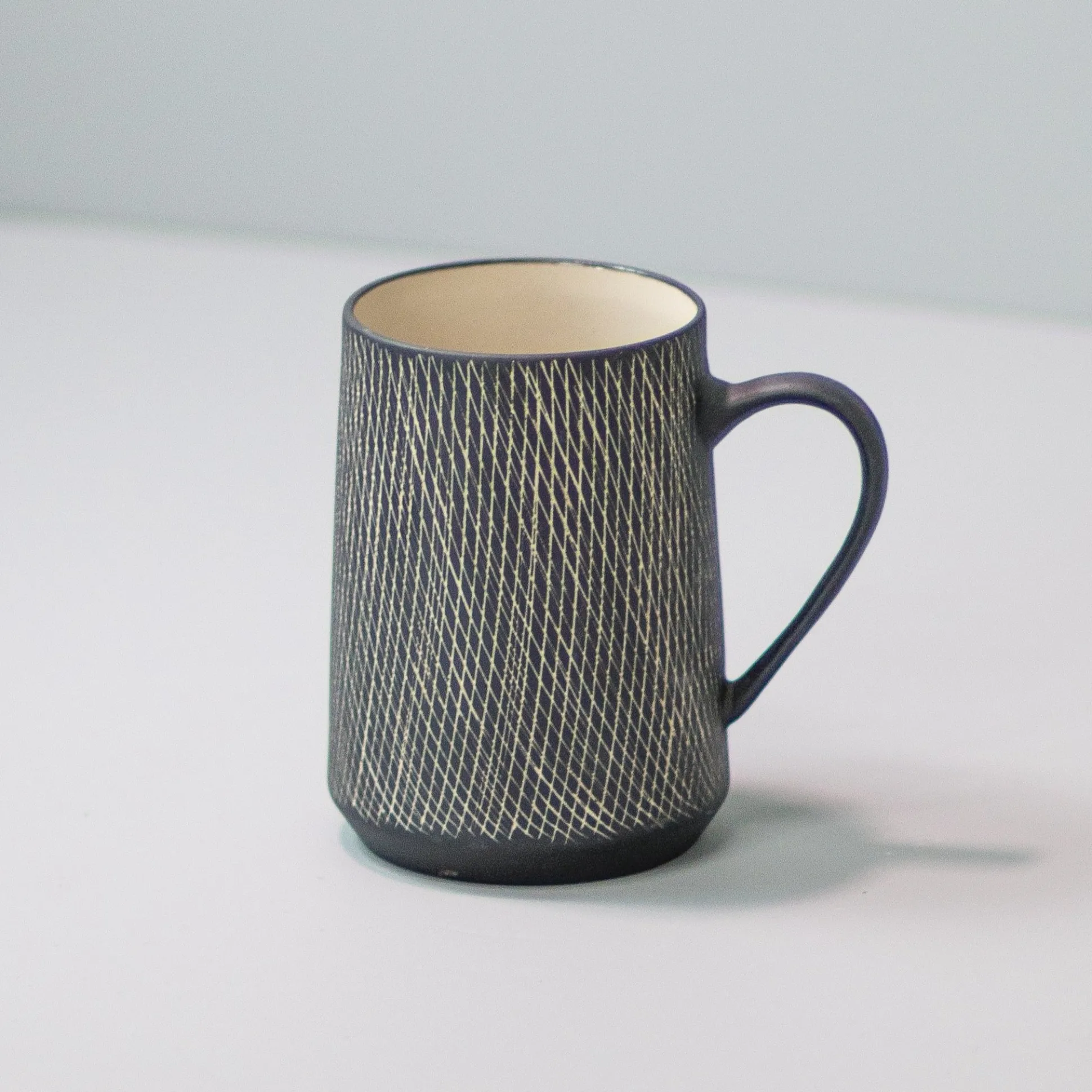 Black Crosshatch Mugs, Set of 4^Be Home Best Sale