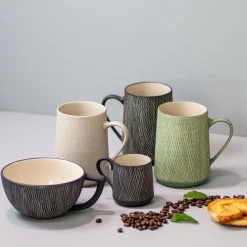 Black Crosshatch Mugs, Set of 4^Be Home Best Sale