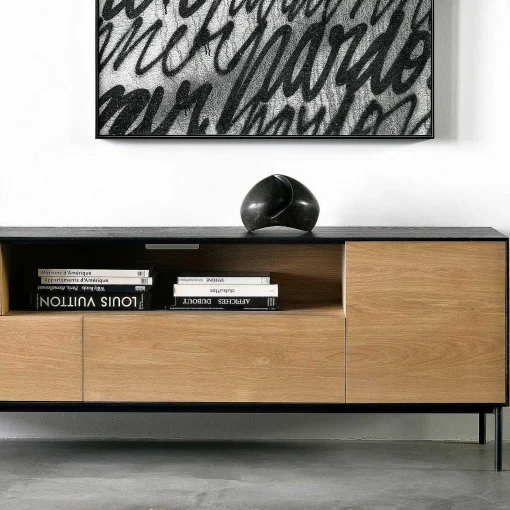 Blackbird Solid Black Oak Media Console