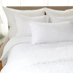 Blake Queen Duvet, White & Ocean^Be Home Shop
