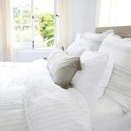Blake Queen Duvet, White & Ocean^Be Home Shop