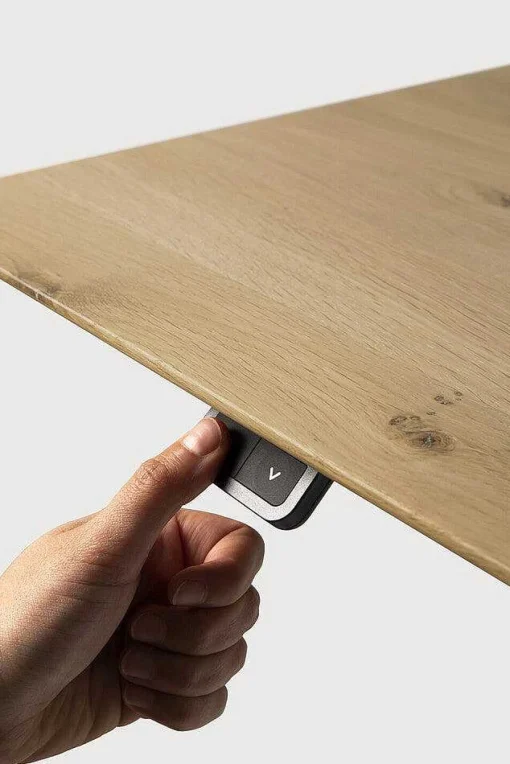 Bok Adjustable Solid Oak Desk, White Base, 79"