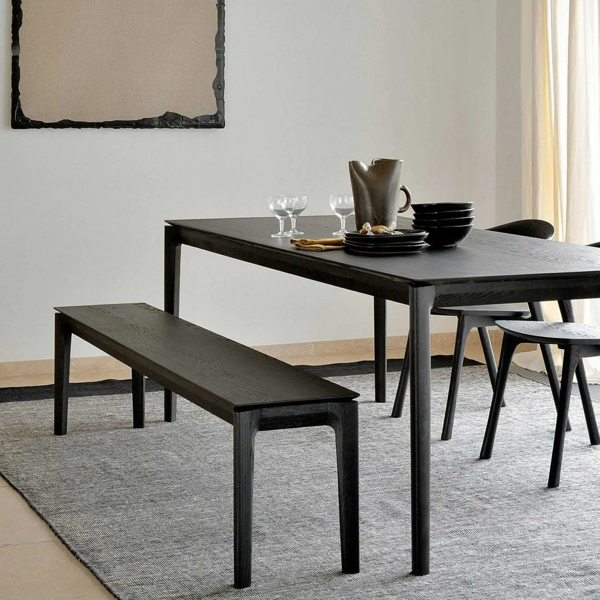 Bok Solid Black Oak Bench, 73"