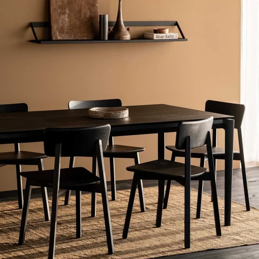 Bok Solid Black Oak Dining Table, 87"