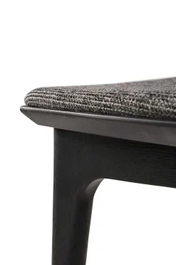 Bok Solid Black Oak Dining Chair with Grey Fabric Cushion