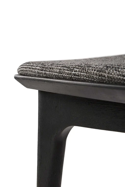 Bok Solid Black Oak Dining Chair with Grey Fabric Cushion