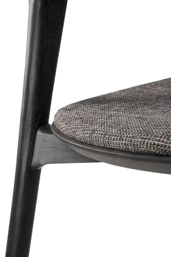 Bok Solid Black Oak Dining Chair with Grey Fabric Cushion