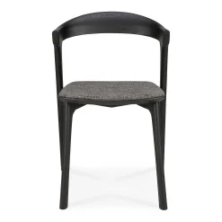Bok Solid Black Oak Dining Chair with Grey Fabric Cushion